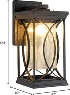 Gold OutdoorSconce Dusk to Dawn Exterior Light Fixtures Wall Mount Porch Light Modern Outdoor Wall Light Aluminum with Crack-Like Glass IP65 Waterproof Outside Coach Light for House