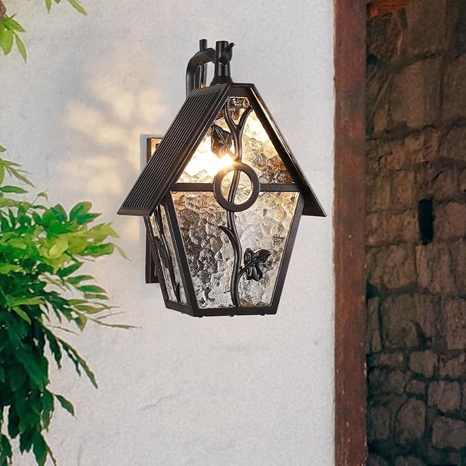 Rustic Outdoor Wall Lanterns Oil Rubbed Brown Exterior Wall Mounted Sconce Light Designer Style with Water Glass Outdoor Light Fixtures for Home Patio Garden Garage Farmhouse Porch