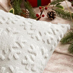 MIULEE Christmas Snowflake Decorative Throw Pillow Covers Set of 2,Soft Fluffy Faux Wool Winter Holiday Couch Pillows for Farmhouse Boho Home Decor Sofa Bed Porch Living Room 12x20 Inch Pure White