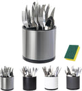 Utensil Holder,Kitchen Utensil Holder For Counter,Rotating Silverware Organizer Cooking Flatware Spoon Spatula Tool Cutlery Container Stainless Steel Caddy