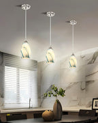 Art Glass Mini Pendant Lights for Kitchen Island Blown Art Glass Pendant Light Shade Hanging Ceiling Lights with Brushed Nickel Finish for Kitchen Counter bar,Dining Room Blue Mixing Yellow-1P