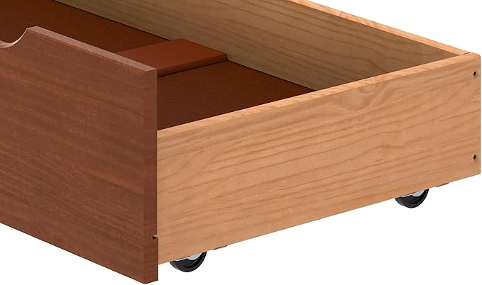Chestnut Underbed Storage Drawers, Set of 2, Wooden Rolling Organizers, Fits Bed Frames 9.75 in. High or More, Ideal for Children's Bedroom, Small Toys, Seasonal Clothes, 37x20.38x9.38 Inches