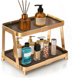 YUPER Bathroom Organizer Countertop, 2-Tier Counter Organizer for Bathroom Decor, Sink Shelf for Vanity Storage, Large Makeup Tray for Perfume Skincare Bedroom Kitchen Corner