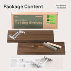 BAOBAB WORKSHOP Wood Floating Shelves for Wall 20 Inch, Solid Real Wooden Bathroom Shelf, Heavy Duty Wall Shelf Mounted 20 in Kitchen Rustic Farmhouse, Walnut Floating Shelves, 20W × 6.7D, Set of 2