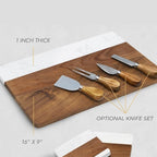 HomeWetBar Personalized Acacia Charcuterie Board With cheese Knives | Custom 16" x 9" White Marble & Acacia Wood Cheese Board | Perfect Housewarming + Wedding + Couples Gift Idea