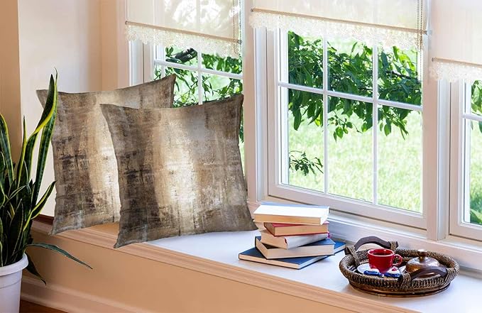 CAPSCEOLL Grey Brown Throw Pillow Covers Modern Home Art Decor,20 X 20 Inches Set of 2 Pillow Cases Decorative,Abstract Oil Painting Pillowcases for Bedroom,Living Room
