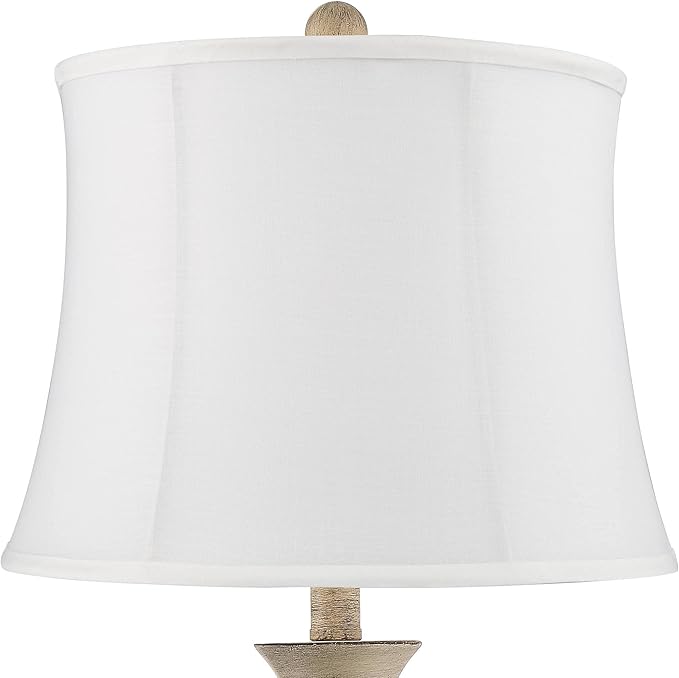 Regency Hill Serena Traditional Country Cottage Table Lamps 27 1/2" Tall Set of 2 Beige Gray Turned Vase White Softback Drum Shade for Bedroom Living Room House Bedside Nightstand Office