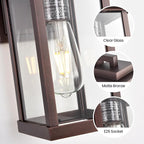 Exterior Light Fixtures 2 Pack, Modern Outdoor Wall Lanterns Farmhouse Outdoor Porch Light for House Patio Front Door Entryway, Bronze
