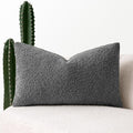 MIULEE Textured Boucle Throw Pillow Cover Dark Grey Accent Solid Lumbar Pillow Case Decorative Soft Pack of 1 Couch Cushion Chair Sofa Bedroom Livingroom Home Decor,12x20 Inch