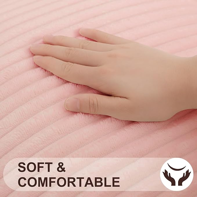 Simmore Decorative Fall Throw Pillow Covers 12x20 Set of 2, Soft Plush Flannel Double-Sided Fluffy Lumbar Pillow Covers for Couch Sofa Living Room, Pink