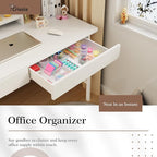 Criusia 14 PCS Clear Plastic Drawer Organizer Set - 5 Large Size Versatile Kitchen and Bathroom Organizer Trays, Non-Slip Storage Bins for Makeup, Utensils, Tool and Office Desk