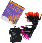 WATERGLIDE 50 LED Outdoor Halloween Lights, 16 FT Mini String Light with 8 Modes, Waterproof Battery Operated Tree Lights for Indoor Outdoor Patio Garden Party Wedding Decoration, Orange & Purple