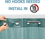 Seaweed Green No Hook Shower Curtain with Snap in Liner,230GSM Waffle Weave Shower Curtains for Bathroom,71W x 74H
