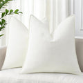 decorUhome Couch Throw Pillow Covers 18x18 Set of 2, Decorative Soft Euro Neutral Chenille Pillow Covers with Elegant Design for Sofa Bed Living Room Home Decor, Cream White