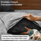 PHF Truly Velvet Pillowcases Standard Size, No Insert, 2 Pack Ultra Soft Breathable Pillow Shams Covers with Envelope Closure, 20" X 26" Luxury Cozy Warm Fuzzy Flannel Pillowcase, Charcoal/Dark Grey