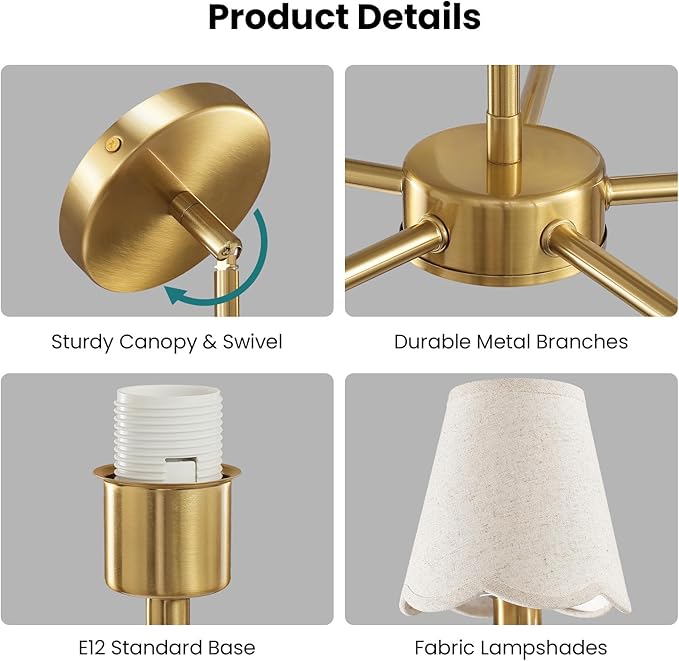 KAISITE Modern Gold Chandelier 5-Light Farmhouse Chandelier for Dining Room Industrial Dining Kitchen Light Fixture Over Table Ceiling Chandelier for Bedroom Living Room Foyer Entryway