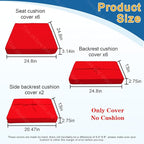 14 PCs Patio Cushion Covers for 7 PCs Outdoor Furniture Sectional Seating Sets Water Resistant Plus 2 Throw Pillows (Red, 24.8(L)*24.8(W)*3.14(T) inches)