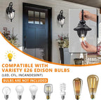 JYZ Dusk to Dawn Outdoor Wall Lantern, 20 Inch Large Exterior Wall Sconce Light with Clear Glass, Weather Proof Wall Mount Fixture for Front Porch, Doorway, Garage, Patio, Backyard JYOWL04-L