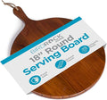 BIRDROCK HOME Acacia Wooden Cheese Serving Board with Handle - Charcuterie, Appetizers, Kitchen Platter, Grazing Board, Pizza, Meat, Bread, Cutting, Party, Food Display Tray - Espresso, 18", Round