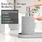 6-Piece Bathroom Accessory Set Resin, Gray Bath Accessories Complete with Toothbrush Holder, Lotion Soap Dispenser, 2 Qtip Holders,Vanity Tray,Bathroom Tumbler - Countertop Vanity Organizer