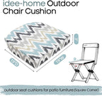 idee-home Outdoor Chair Cushions Set of 4, Thick 19" x 19" x 3" Outdoor Seat Cushions Patio Furniture Waterproof with Ties, Dining Pads