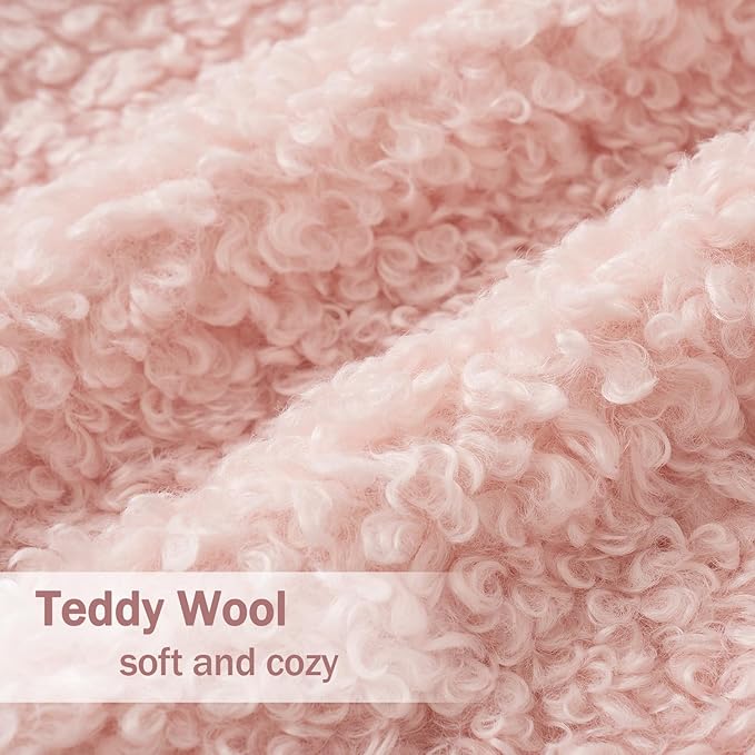 MIULEE Pack of 2 Pink Throw Pillow Covers 18x18 Inch Faux Fur Decorative Sherpa Boucle Pillow Covers Fuzzy Accent Soft Sheepskin Fleece for Boho Home Decor Couch Living Room Bed Valentines Day