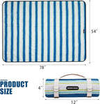 G GOOD GAIN Waterproof Picnic Blanket Portable with Carry Strap for Beach Mat or Family Outdoor Camping Party（Cobalt）