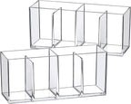 Amazing Abby - Glamour - 2-Pack Acrylic 4-Compartment Makeup Organizer, Transparent Plastic Makeup Brush Holder, Perfect Bathroom Vanity Storage Solution for Makeup Brushes, Eyebrow Pencils, and More