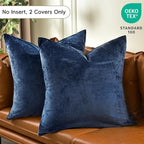 PHF Truly Velvet Euro Sham, 26"x 26",No Insert, 2 Pack Color Gradient Euro Throw Pillow Covers, Ultra Soft Cozy European Pillow Covers for Luxurious Home Decorative, No Shedding, No Pilling, Navy Blue