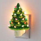 Hausse Christmas Ceramic Tree Night Light, Decorative Retro Christmas Tree Nightlight with Lamp, Multicolor Bulbs and 360 Degree Swivel Plug with ON/Off Switch for Kitchen Bathroom Bedroom Decor