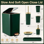Bathroom Set Bathroom Accessories Set 8 Piece Green and Gold Bathroom Set, Bathroom Sets with Stainless Steel Trash Can,Toilet Brush,Toothbrush Set,Soap Dispenser