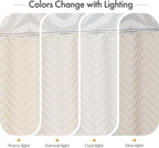 AmazerBath Boho Farmhouse Shower Curtain with Tassels, Beige Shower Curtain Set Fabric, Soft Cloth Chevron Rustic Shower Curtain with Hooks, Hotel Quality, 72x72 Inches
