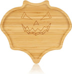 WILLKOMMEN Halloween Serving Platter, Bat Shaped Charcuterie Board, Bamboo Serving Tray 10" x 9" for Party Child Spooky Cheese Appetizer Board Serving Dishes Plate for Snacks, Candy, Cookies