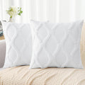 decorUhome Throw Pillow Covers 22x22 Inch Set of 2, Soft Plush Faux Fur Wool Pure White Couch Pillow Covers, Decorative Neutral Pillow Cases for Bed Sofa Living Room Home Decor
