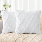 decorUhome Throw Pillow Covers 22x22 Inch Set of 2, Soft Plush Faux Fur Wool Pure White Couch Pillow Covers, Decorative Neutral Pillow Cases for Bed Sofa Living Room Home Decor