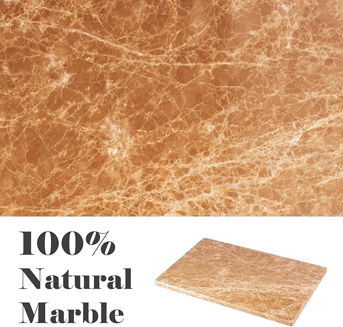 Natural Marble Cutting Boards for Kitchen - 12" x 8" Multi-Purpose Pastry Marble Tray Cheese Board Marble Slab for Counter, Bathroom Perfume Tray Jewelry Candle Plate (Light Emperador)