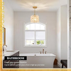 2-Pack Gold Glass Pendant Light Modern 1-Light Flower Small Ceiling Pendant Lighting for Kitchen Island Sink Dining Room Bedroom Entryway Hallway, E26