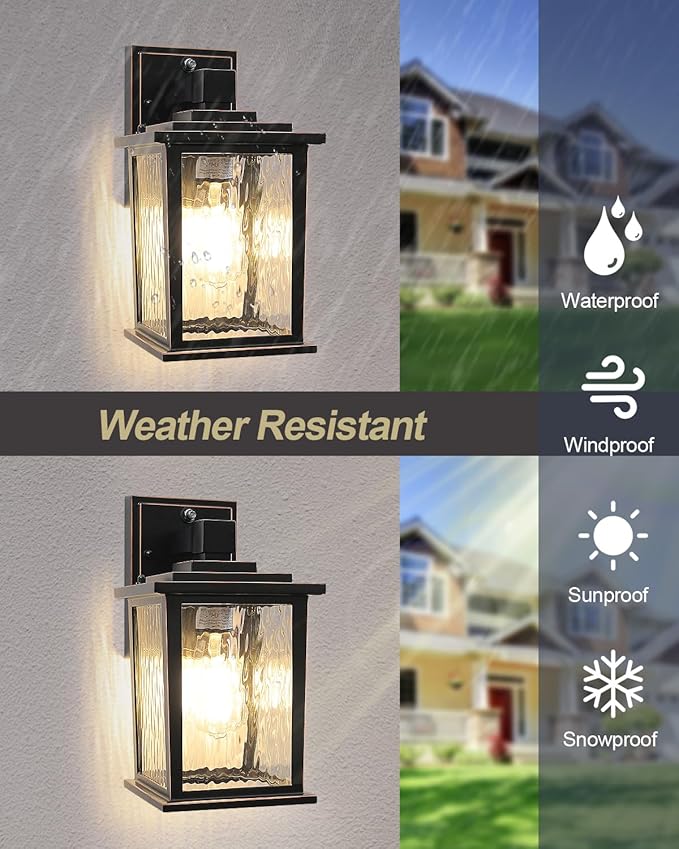 Dusk to Dawn Outdoor Wall Light Fixture, 12'' Oil-Rubbed Bronze Porch Light, Hardwired Outside Wall Lantern for House, Garage, Front Door, Waterproof and Rustproof, Bulbs Not Included
