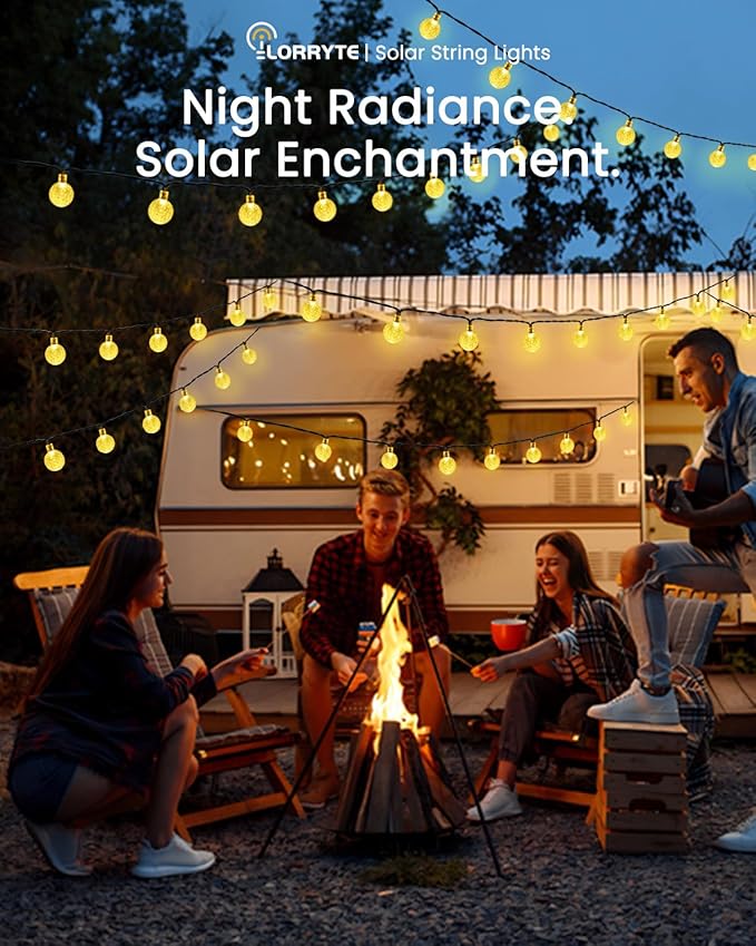 2-Pack 64FT 100 LED Crystal Globe Solar Christmas String Lights Outdoor, Waterproof Solar Lights for Outside, 8 Lighting Modes Christmas Decorations for Garden Yard Porch Wedding Patio(Warm White)
