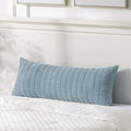 Fancy Homi 1 Pack Light Blue Long Lumbar Body Decorative Throw Pillow Covers 14x36 Inch for Bed Couch Bedroom Bench, Soft Corduroy Rectangle Solid Pillow Case 35x91 cm, Rustic Farmhouse Boho Decor