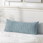 Fancy Homi 1 Pack Light Blue Long Lumbar Body Decorative Throw Pillow Covers 14x36 Inch for Bed Couch Bedroom Bench, Soft Corduroy Rectangle Solid Pillow Case 35x91 cm, Rustic Farmhouse Boho Decor