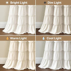 Seasonwood Ruffle Shower Curtain Cream Farmhouse Vintage Handcrafted Rustic Decorative Fabric Shower Curtains for Bathroom, 72" x 72"