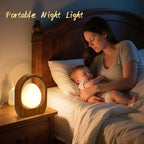 JESLED Rechargeable Cordless Table Lamp, Touch Control 3-Color Dimmable Bedside Lamp, Small Nightstand Lamp with Wooden Retro Design for Bedroom Ambient Lighting