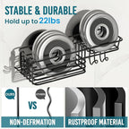 TAILI Shower Caddy Suction Cup with Hooks and Soap Holder, Heavy Duty Bathroom Shower Organizer, No Drilling Bathroom Holder with Large Capacity, Metal Black Storage Basket