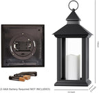 Christmas Lanterns Decorative Indoor, 2 Packs 14" Battery-Powered Waterproof Black LED Candle Lanterns with Timer for Patio & Outdoor, Vintage Hanging Lantern for Home Decorations, Transparent
