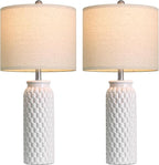27" White Modern Ceramic Living Room Lamps Bedside Lamp Set of 2 for Bedroom Decor Farmhouse Table Lamp for Living Room Office Dorm