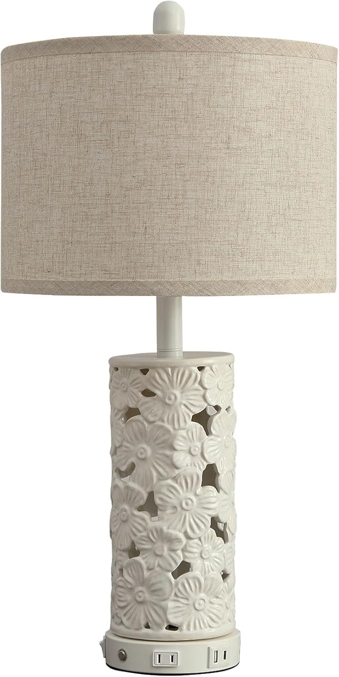26.5" Farmhouse Table Lamp Set of 2, 3-Way Dimmable Touch Control Bedside Lamps Vintage Rustic Side Table Nightstand Lamps for Bedroom Living Room Study Room (Ceramic-1 Pack)