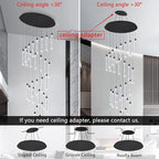 197" Long High Ceiling Chandelier 30-Lights Modern Bubble Crystal LED Light Fixture Dimmable Flush Mount Living Room Ceiling Pendant Light Staircase Foyer Entryway Dining Room Pendant Lighting