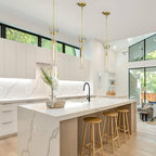 Modern Gold Pendant Light Set of 2, 21.6'' Pendant Lights Kitchen Island, Adjustable Height Brass Glass Pendant Light Fixtures, Large Pendant Lights for Dinning Room Farmhouse Bathroom