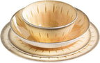 MissYip Melamine Dinnerware Set, 16 Piece for 4, Unbreakable Kitchen Plastic Plates and Bowls set, Indoor and Outdoor Use Tableware, BPA Free, Dishwasher Safe, Not Microwave, Not Oven(Cream)